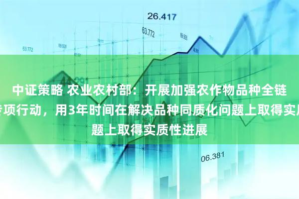 中证策略 农业农村部：开展加强农作物品种全链条管理专项行动，用3年时间在解决品种同质化问题上取得实质性进展