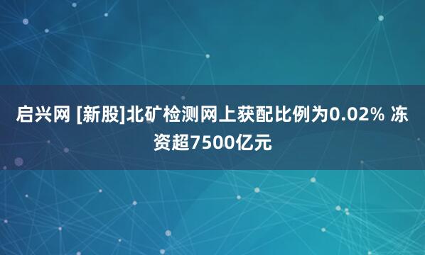 启兴网 [新股]北矿检测网上获配比例为0.02% 冻资超7500亿元